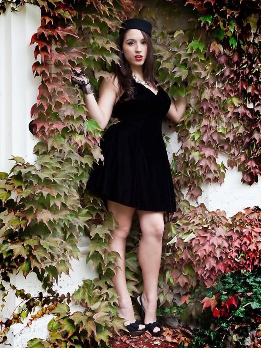 Vintage Stepping Out Velvet Halter Prom Dress